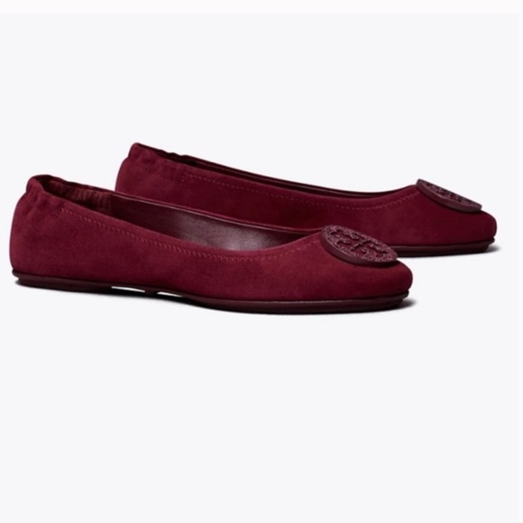 Tory Burch Minnie flats suede burgundy crystals - Picture 2 of 7